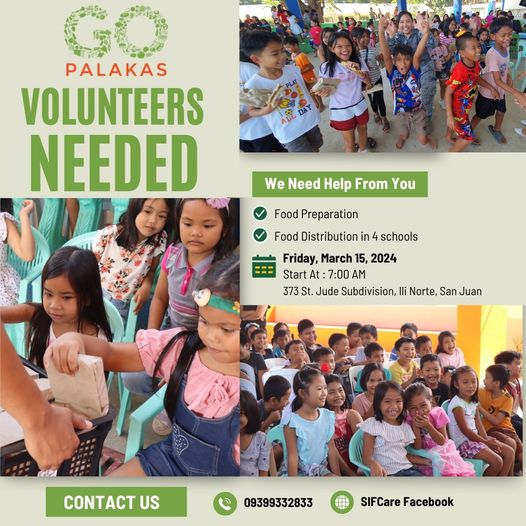 SIFCare Gopalakas feeding call for volunteers poster