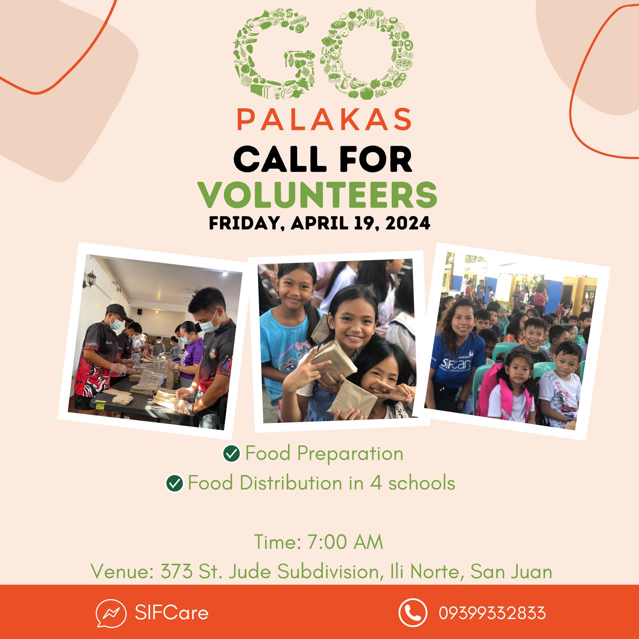SIFCare Gopalakas feeding Program CAll for Volunteers April posteer 